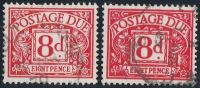 Postage due 8d red Double Print used